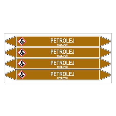 Značení potrubí, petrolej,4 ks, 250 × 26 mm